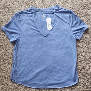 Women's Blue V-Neck Top